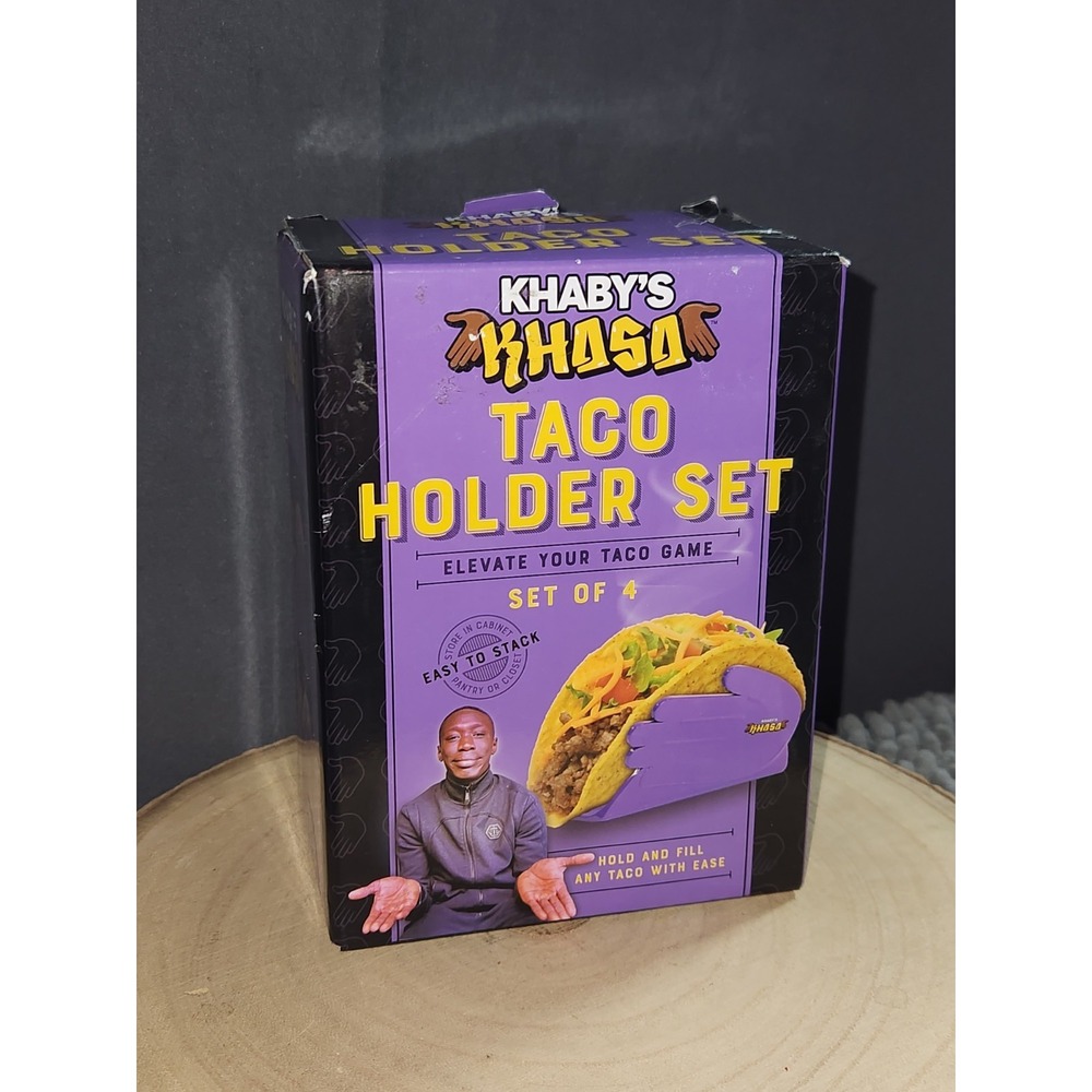 Khaby Lame Purple Taco Holder Set, Dishwasher‎ & Microwave Safe Plastic, 4-Pack